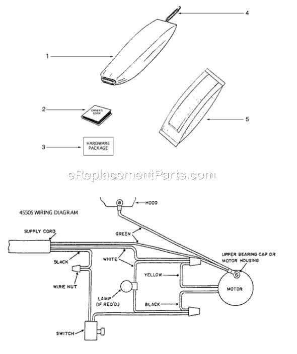 Page E Diagram and Parts List for S634B  Sanitaire Upright Vacuum
