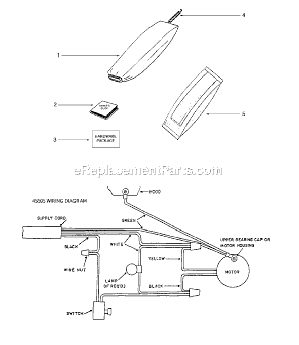 Page E Diagram and Parts List for S634D-1  Sanitaire Upright Vacuum