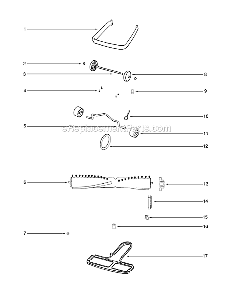 Page B Diagram and Parts List for S635A  Sanitaire Upright Vacuum