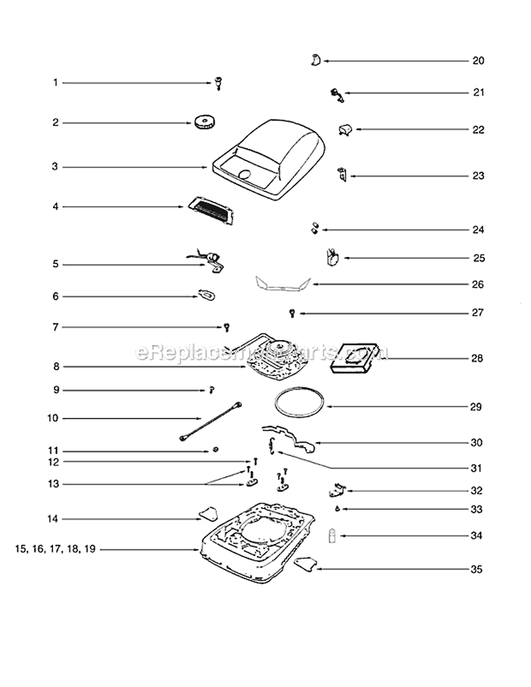 Page B Diagram and Parts List for S645A  Sanitaire Upright Vacuum