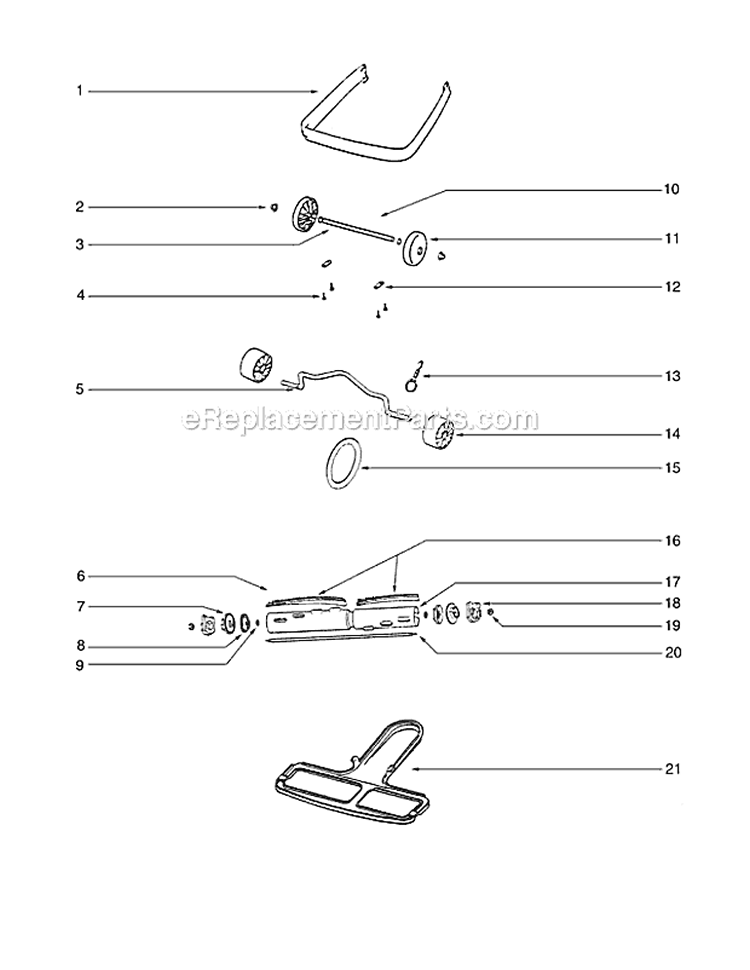 Page C Diagram and Parts List for S645A  Sanitaire Upright Vacuum
