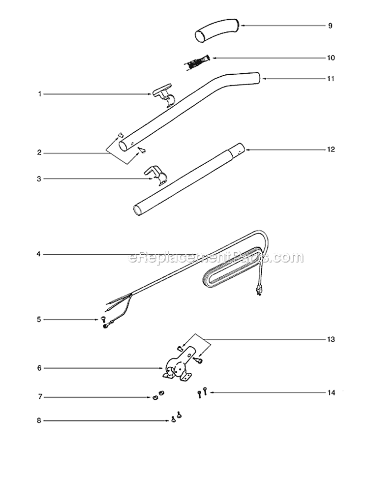 Page D Diagram and Parts List for S645A  Sanitaire Upright Vacuum