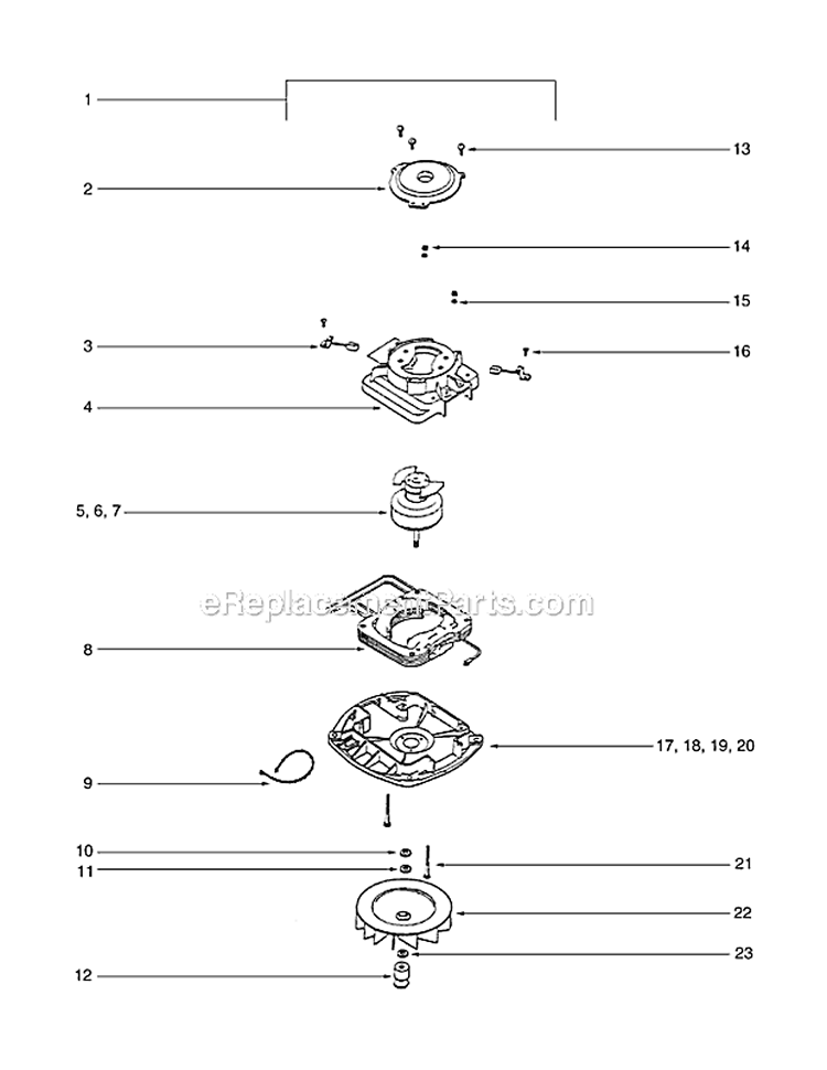 Page E Diagram and Parts List for S645A  Sanitaire Upright Vacuum