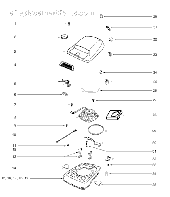 Page A Diagram and Parts List for S647A  Sanitaire Upright Vacuum