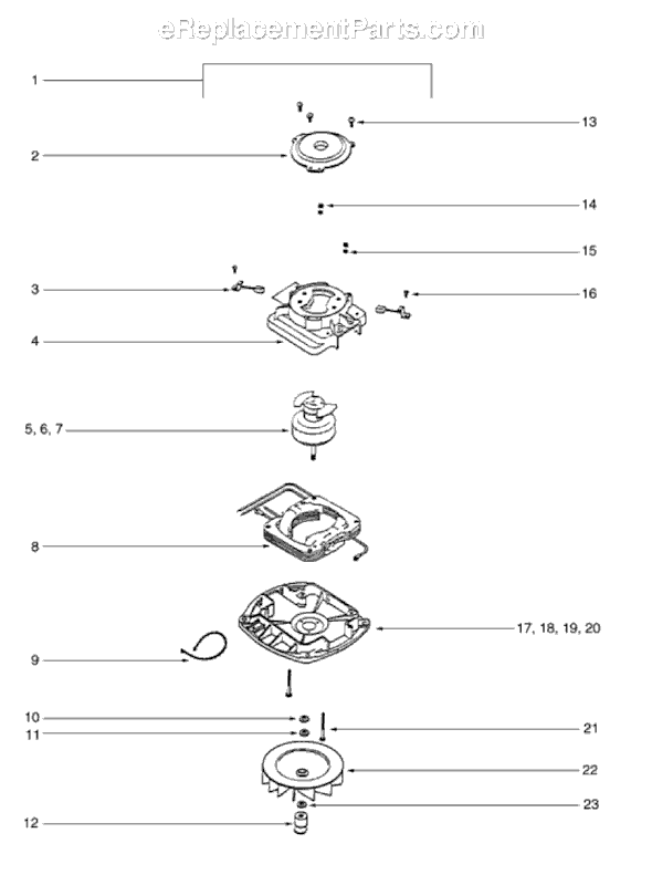 Page D Diagram and Parts List for S647B-1  Sanitaire Upright Vacuum