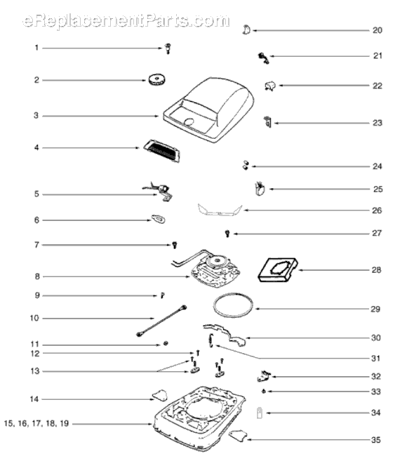 Page A Diagram and Parts List for S647B  Sanitaire Upright Vacuum