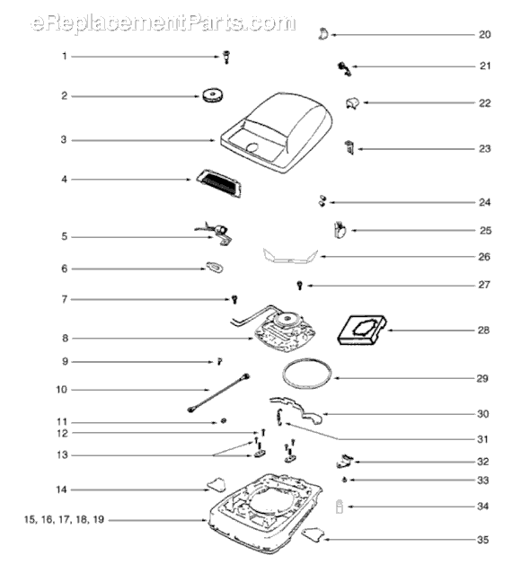 Page A Diagram and Parts List for S647D  Sanitaire Upright Vacuum