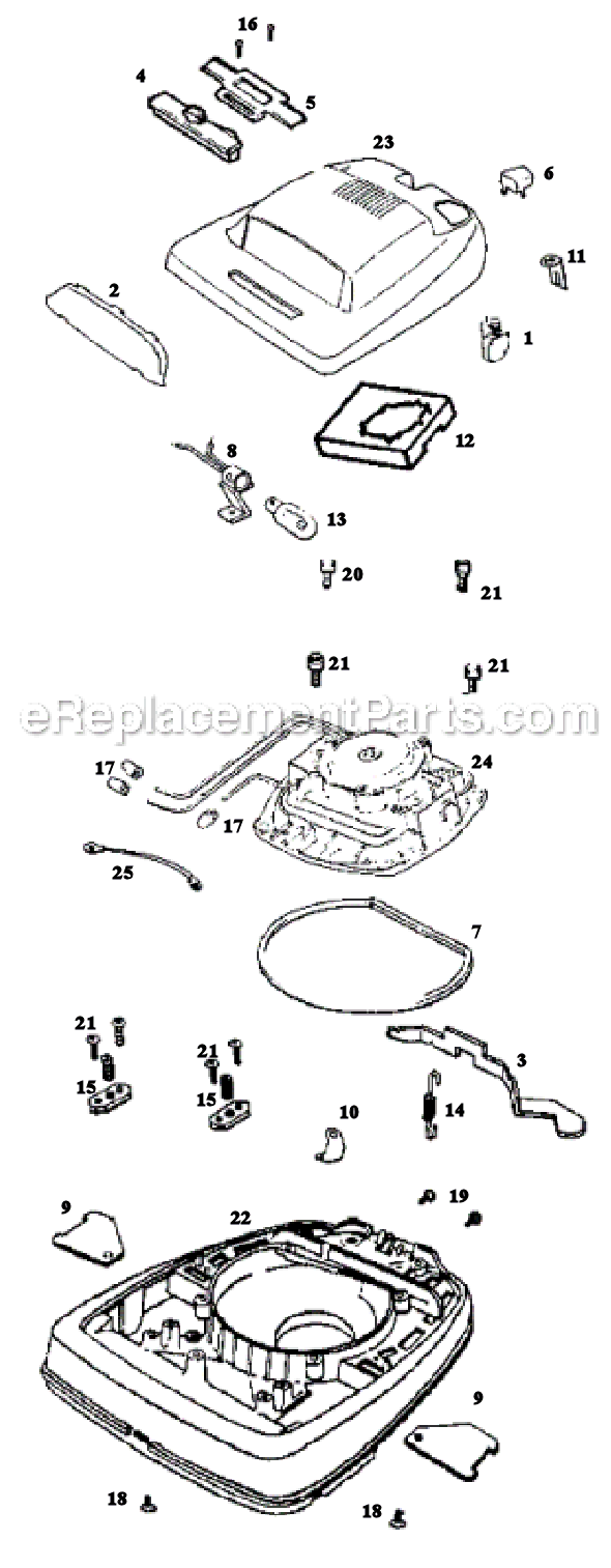 Page A Diagram and Parts List for S649A  Sanitaire Upright Vacuum