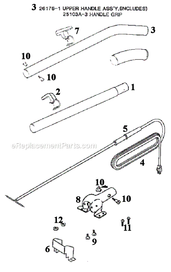 Page D Diagram and Parts List for S654A  Sanitaire Upright Vacuum