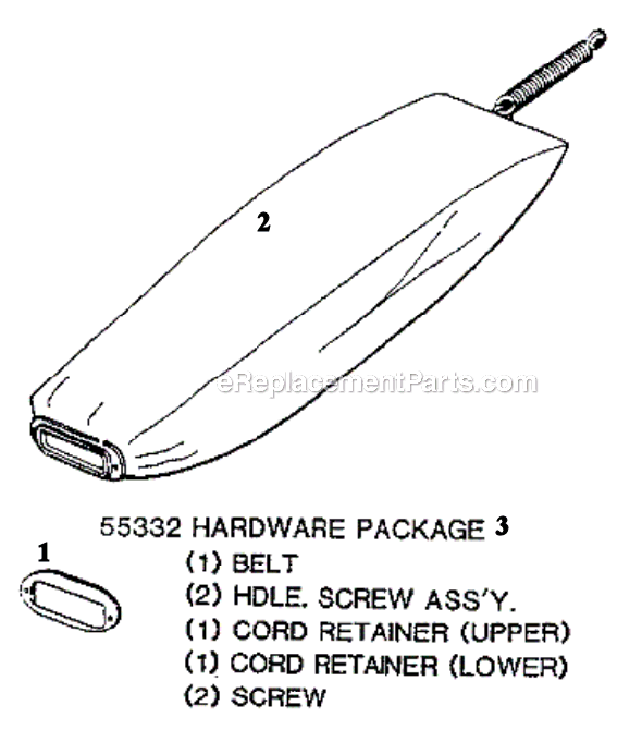 Page E Diagram and Parts List for S654A  Sanitaire Upright Vacuum