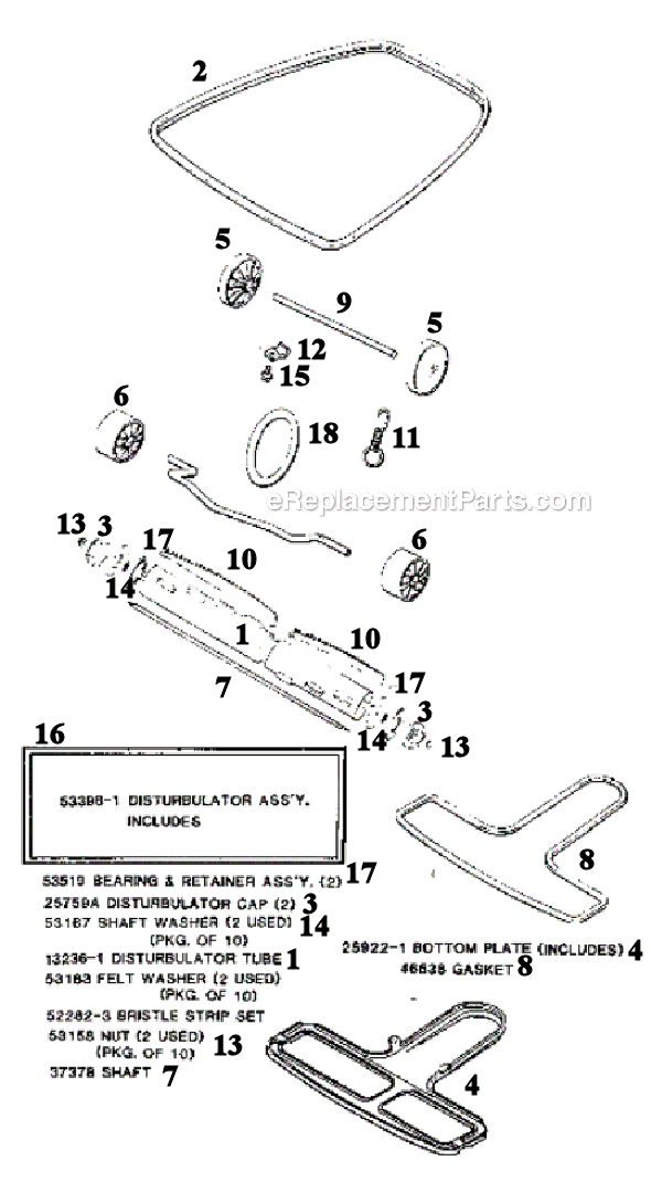 Page B Diagram and Parts List for S655A  Sanitaire Upright Vacuum