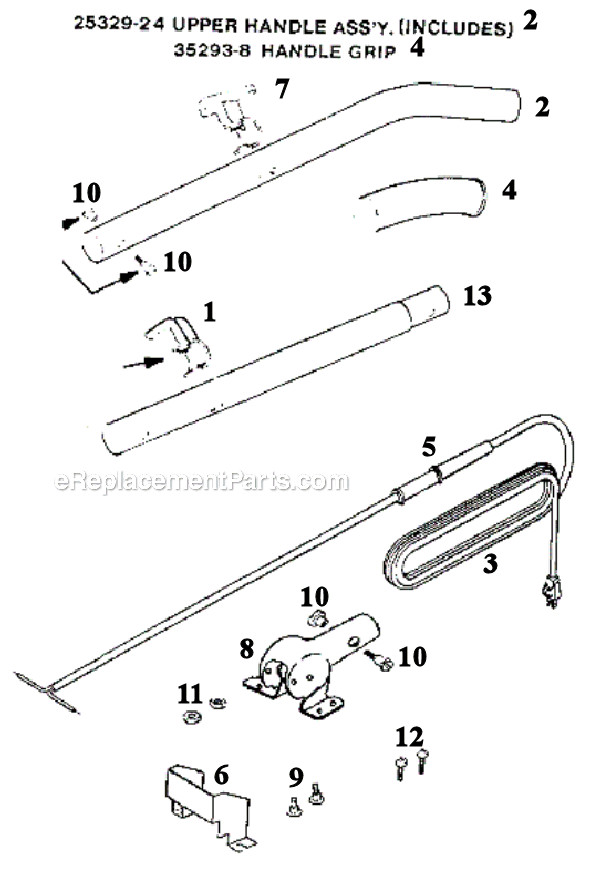 Page D Diagram and Parts List for S659A  Sanitaire Upright Vacuum