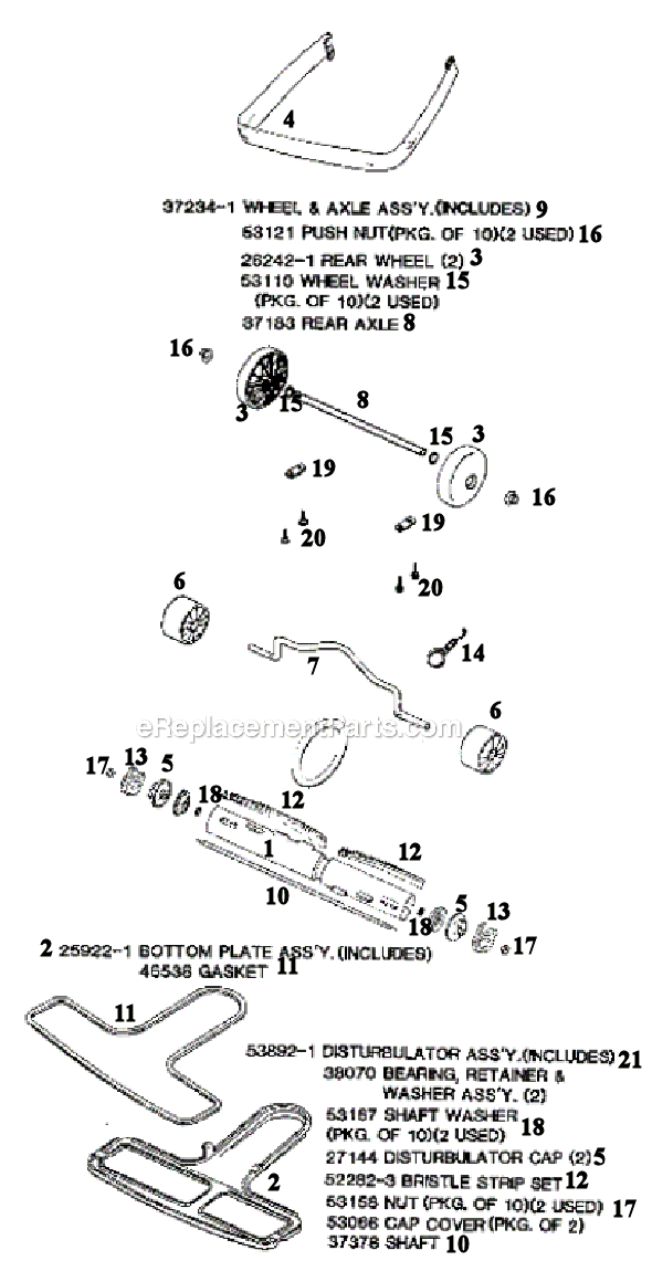Page B Diagram and Parts List for S661A  Sanitaire Upright Vacuum