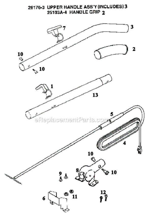 Page D Diagram and Parts List for S661A  Sanitaire Upright Vacuum