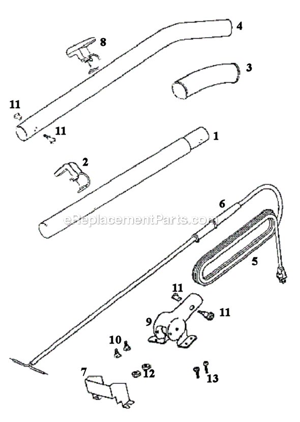 Page D Diagram and Parts List for S661B  Sanitaire Upright Vacuum