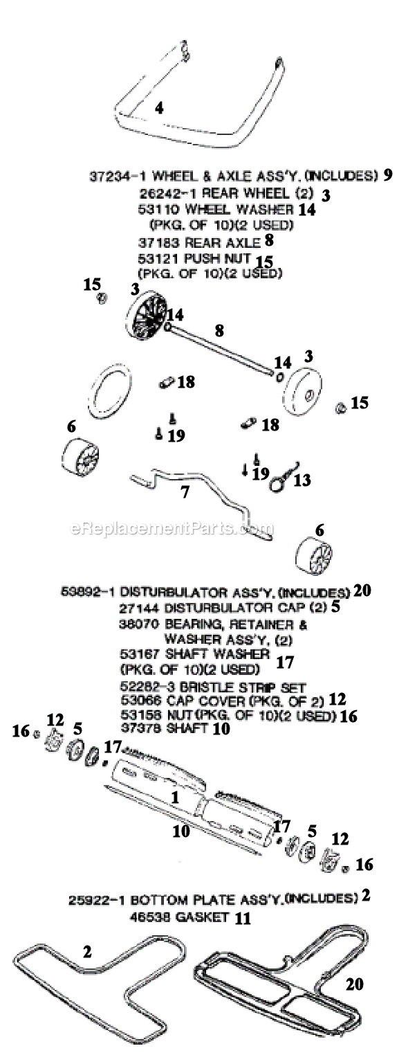Page B Diagram and Parts List for S662A  Sanitaire Upright Vacuum
