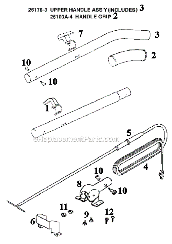 Page D Diagram and Parts List for S662A  Sanitaire Upright Vacuum