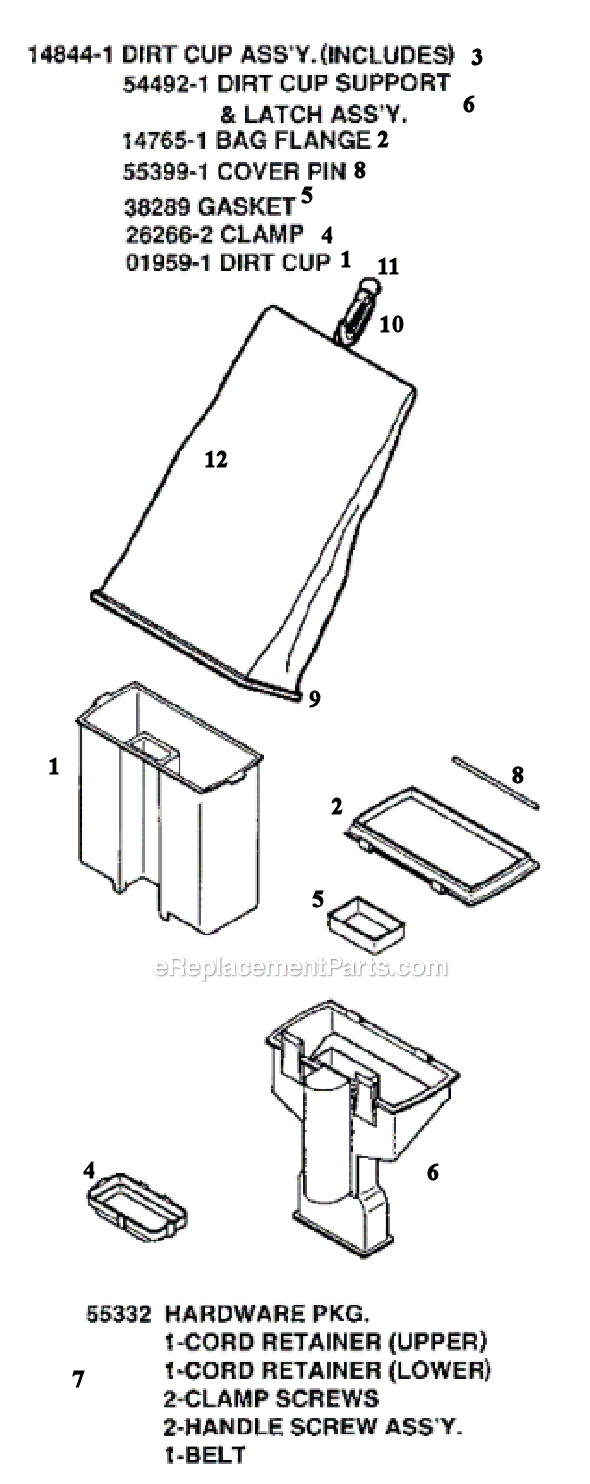 Page E Diagram and Parts List for S662A  Sanitaire Upright Vacuum