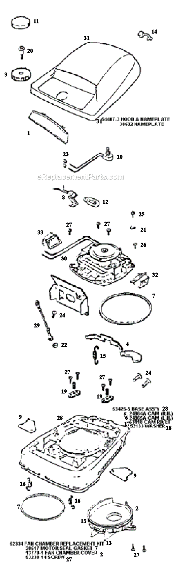 Page A Diagram and Parts List for S663A  Sanitaire Upright Vacuum