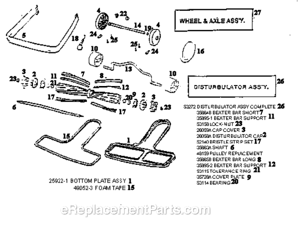 Page C Diagram and Parts List for S663D  Sanitaire Upright Vacuum