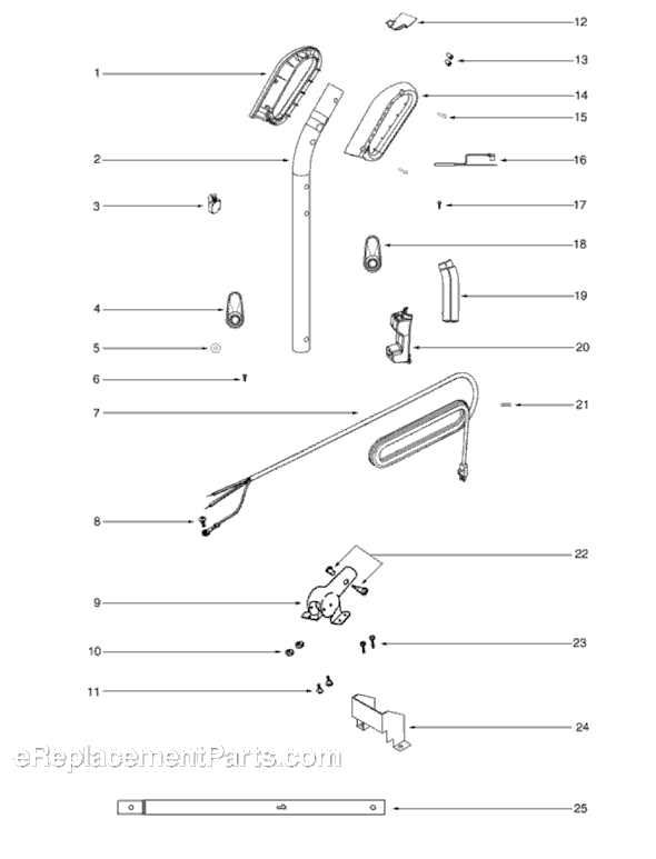 Page B Diagram and Parts List for S670B  Sanitaire Upright Vacuum