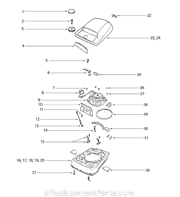 Page C Diagram and Parts List for S670B  Sanitaire Upright Vacuum