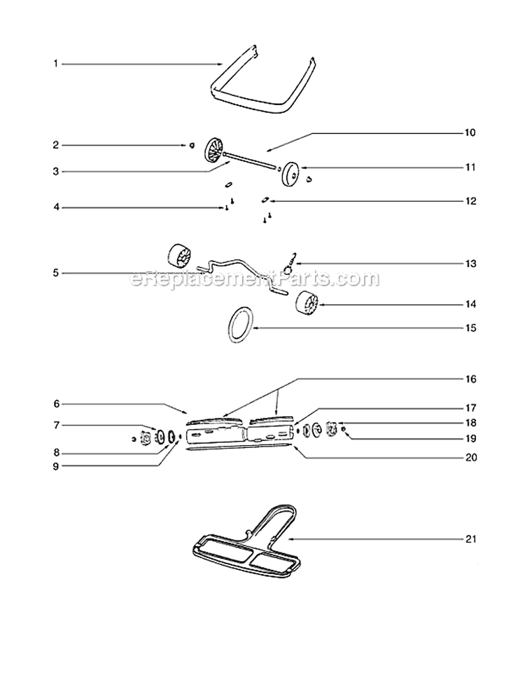 Page B Diagram and Parts List for S670D-1  Sanitaire Upright Vacuum