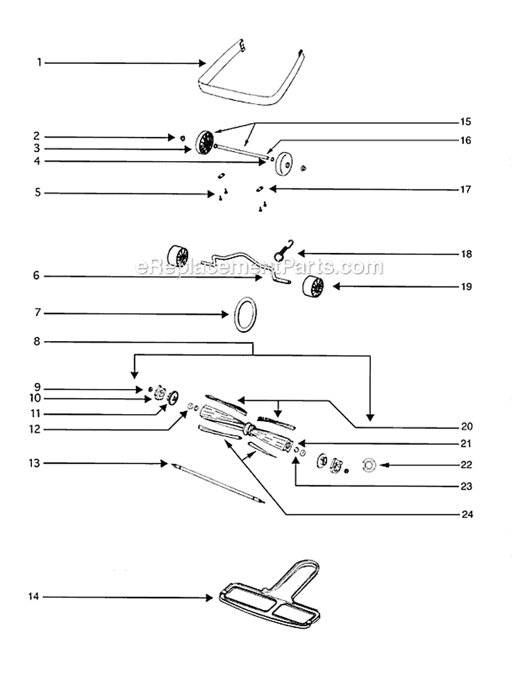 Page C Diagram and Parts List for S675A  Sanitaire Upright Vacuum