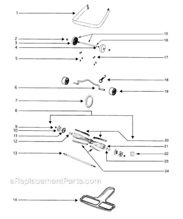 Page B Diagram and Parts List for S677A-2  Sanitaire Upright Vacuum