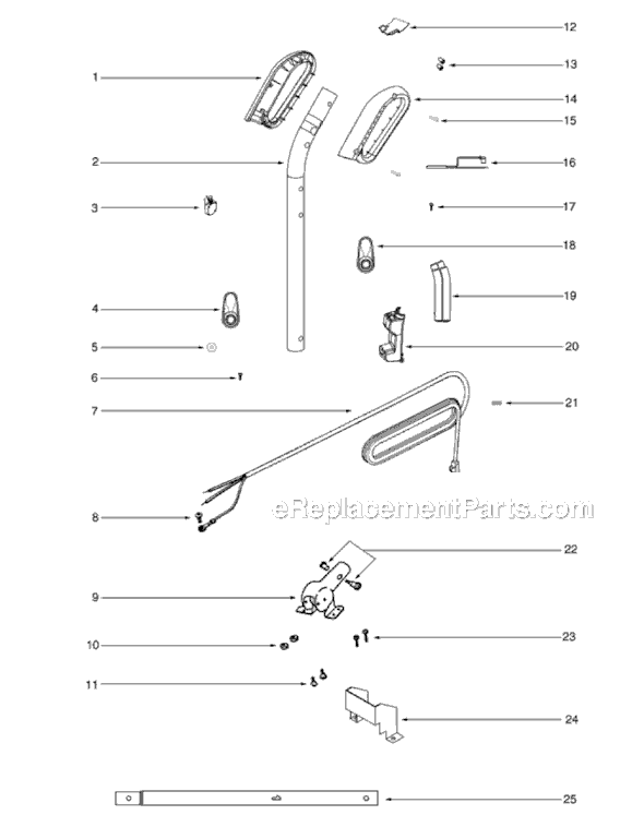 Page D Diagram and Parts List for S677A  Sanitaire Upright Vacuum