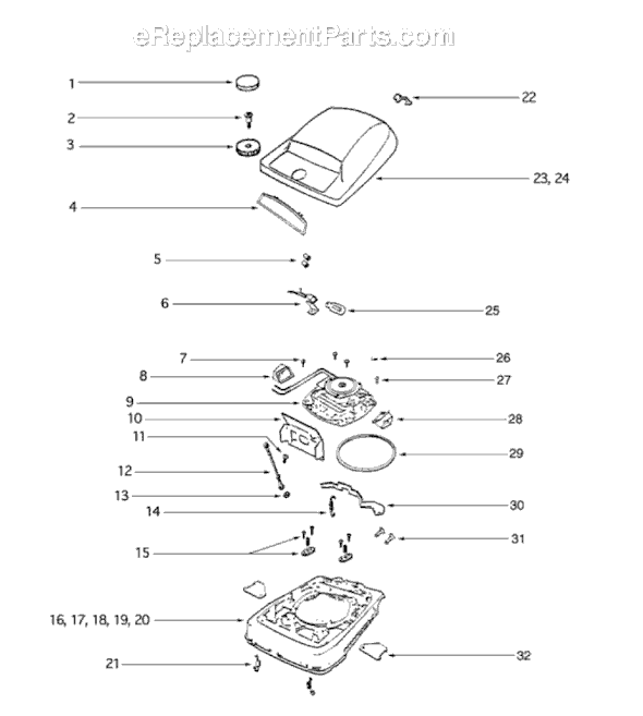 Page B Diagram and Parts List for S677D-1  Sanitaire Upright Vacuum