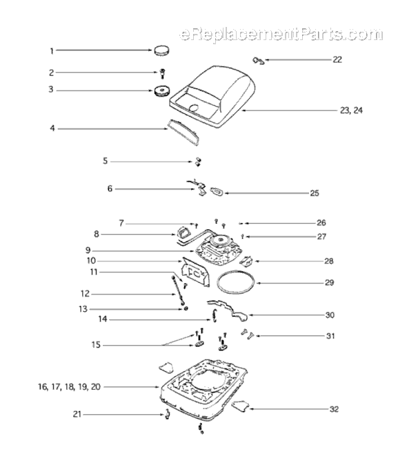 Page B Diagram and Parts List for S677D  Sanitaire Upright Vacuum