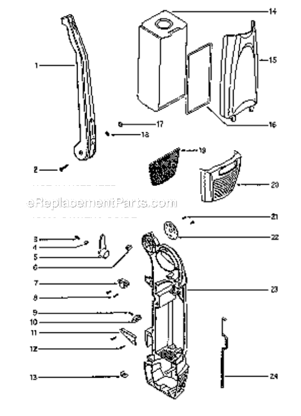 Page A Diagram and Parts List for S782B  Sanitaire Upright Vacuum