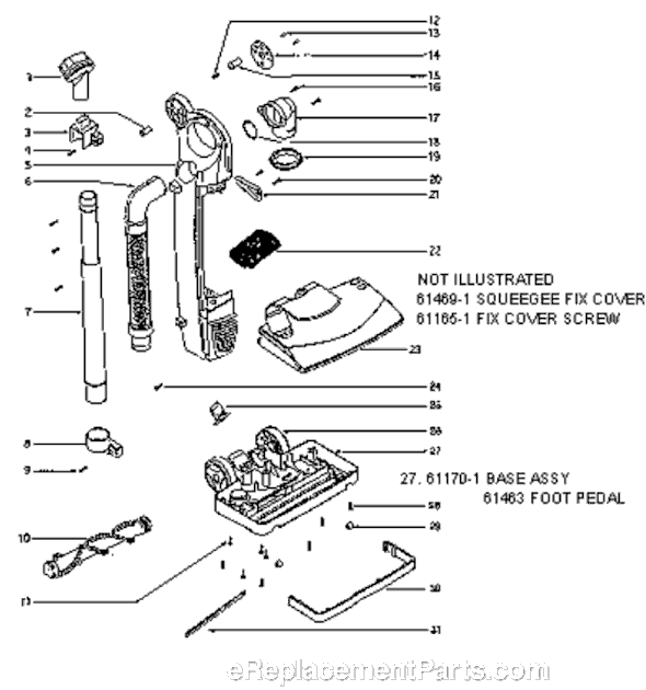 Page B Diagram and Parts List for S782B  Sanitaire Upright Vacuum