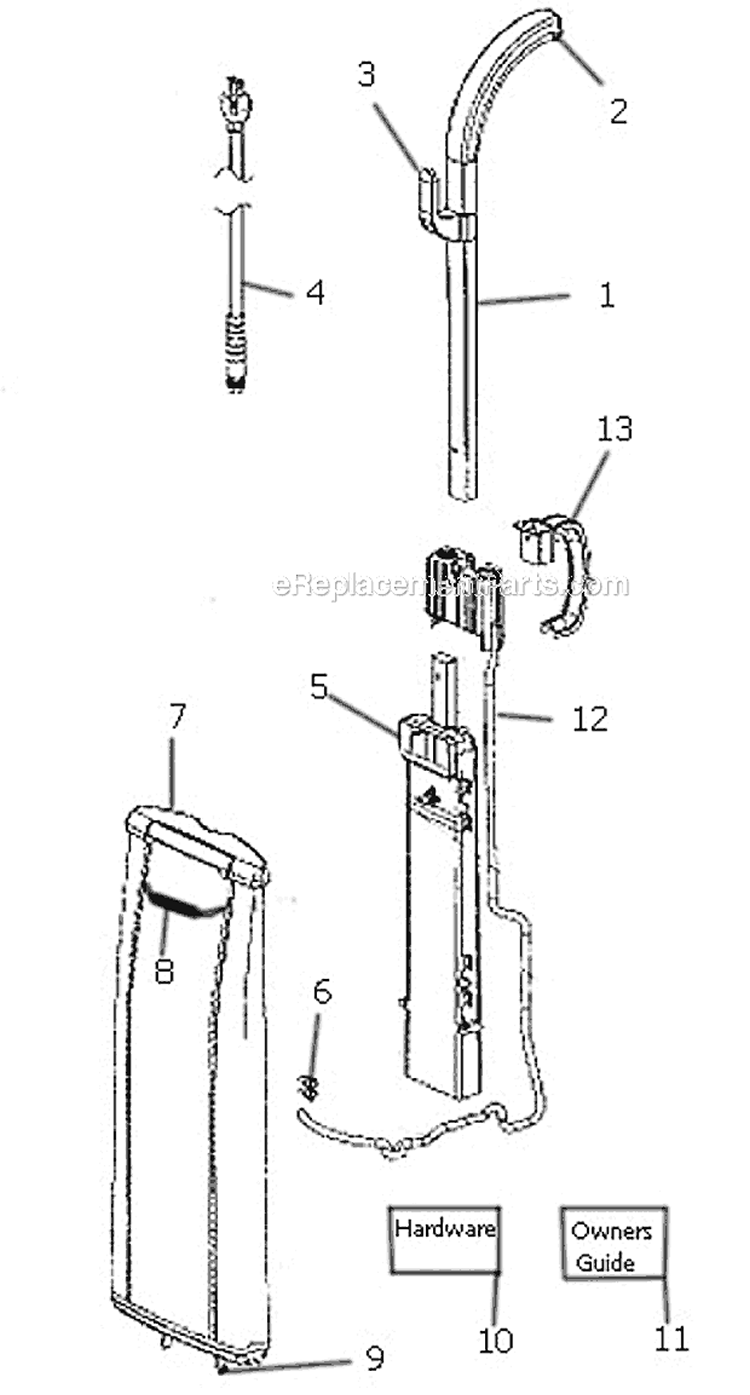 Page A Diagram and Parts List for S9020A-1  Sanitaire Upright Vacuum