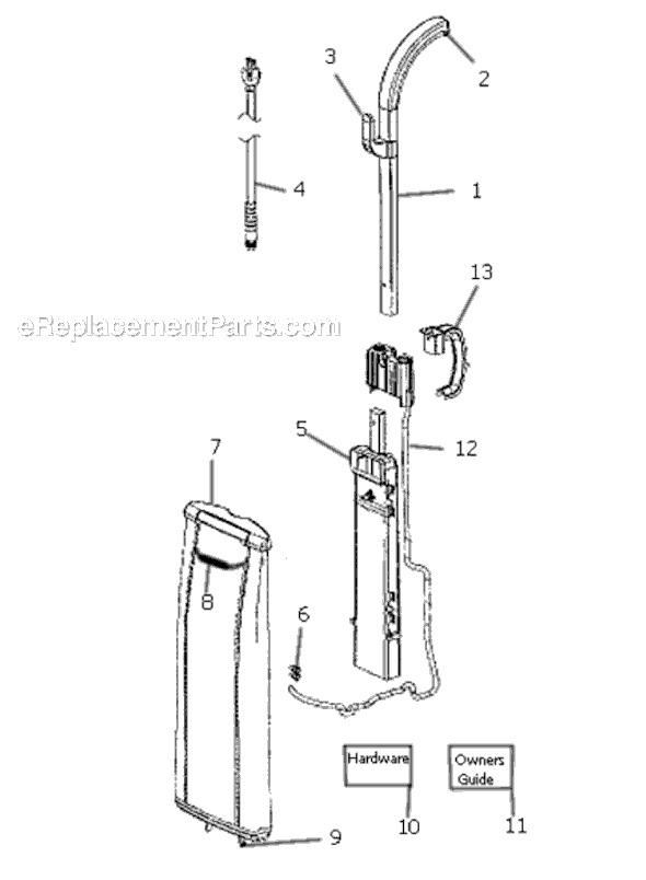 Page A Diagram and Parts List for S9020A  Sanitaire Upright Vacuum