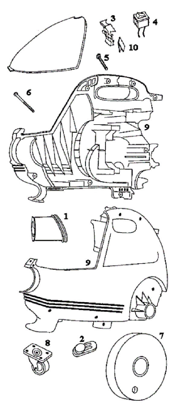 Page B Diagram and Parts List for SC3684A  Sanitaire Canister Vacuum