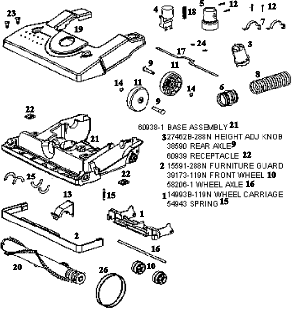 Page B Diagram and Parts List for SC4580AT  Sanitaire Upright Vacuum