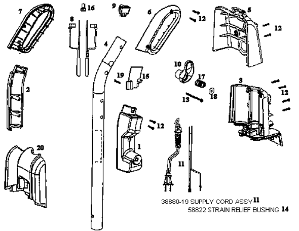 Page D Diagram and Parts List for SC4580AT  Sanitaire Upright Vacuum
