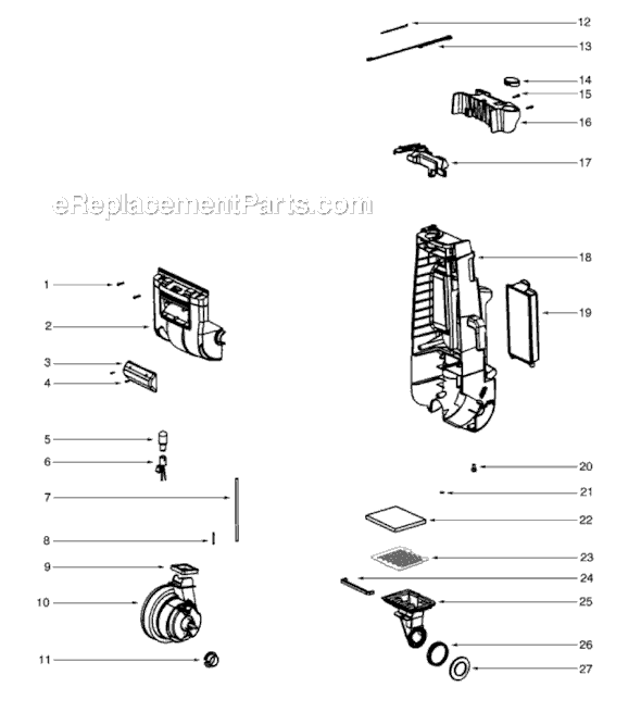 Page E Diagram and Parts List for SC4580BT  Sanitaire Upright Vacuum