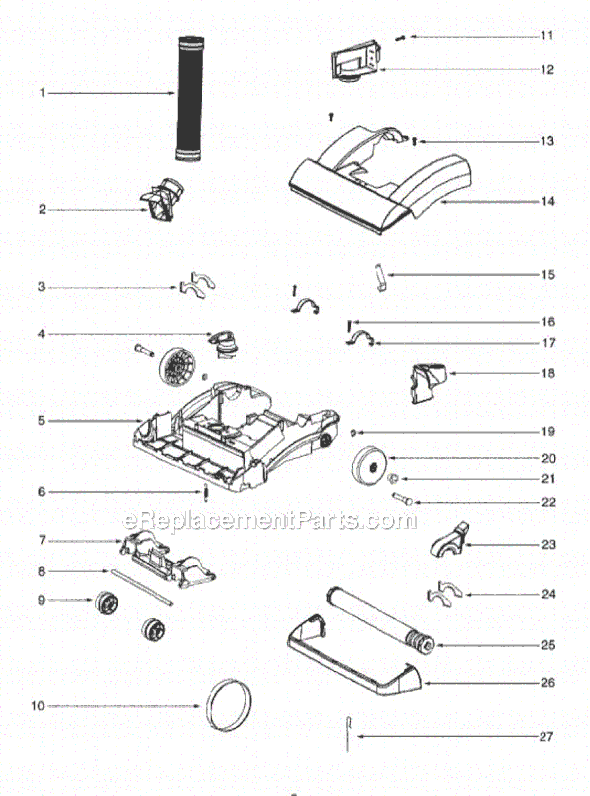 Page B Diagram and Parts List for SC5713A  Sanitaire Upright Vacuum
