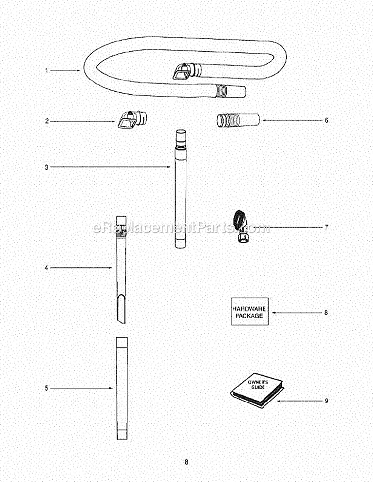 Accessories Diagram and Parts List for SC5745A  Sanitaire Upright Vacuum
