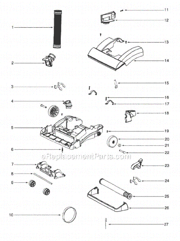 Page B Diagram and Parts List for SC5815B  Sanitaire Upright Vacuum