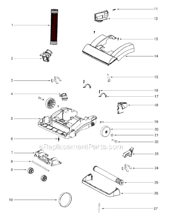 Page B Diagram and Parts List for SC5845A-1  Sanitaire Upright Vacuum