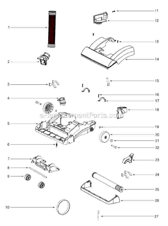 Page B Diagram and Parts List for SC5845B  Sanitaire Upright Vacuum