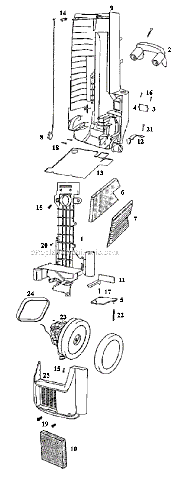 Page C Diagram and Parts List for SC6484AT  Sanitaire Upright Vacuum
