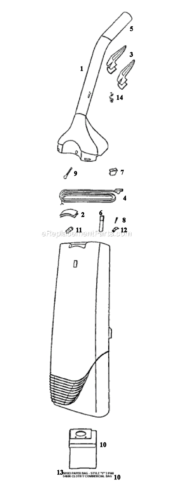 Page D Diagram and Parts List for SC6484AT  Sanitaire Upright Vacuum