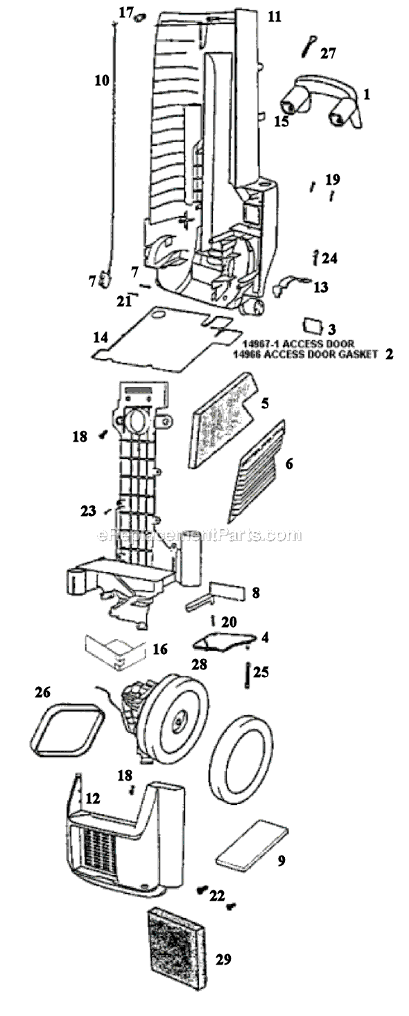 Page C Diagram and Parts List for SC6484BT  Sanitaire Upright Vacuum