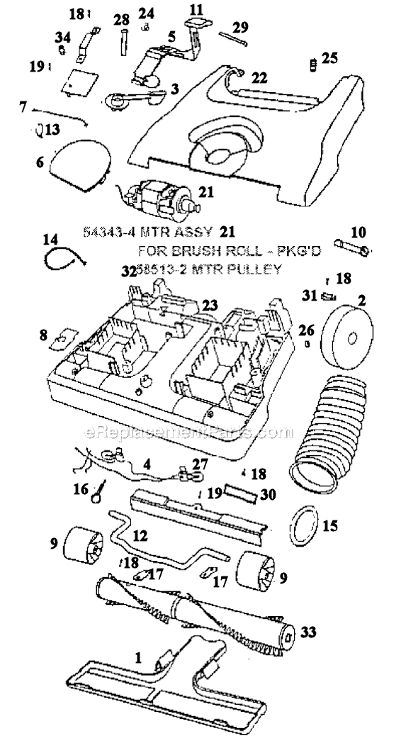 Page B Diagram and Parts List for SC6484DT  Sanitaire Upright Vacuum