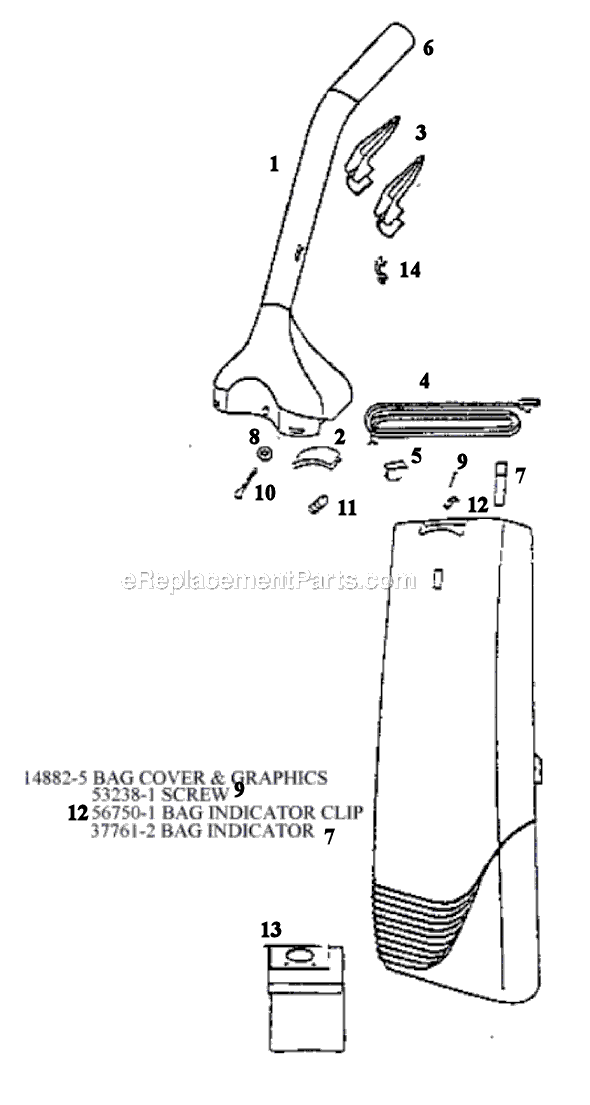 Page D Diagram and Parts List for SC6484DT  Sanitaire Upright Vacuum